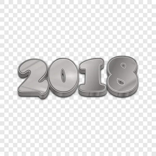 Silver 2018 new year 3d style vector sign. - Stok Vektor