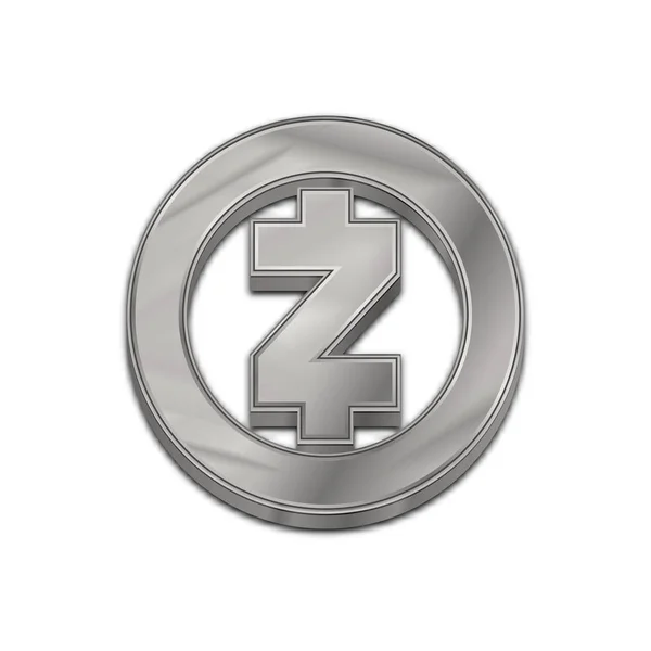 银色 Zcash 硬币时尚3d 风格矢量图标. — 图库矢量图片