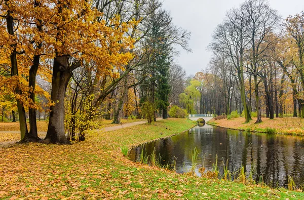Όμορφο φθινόπωρο Krolewskie Πάρκο Lazienki — Φωτογραφία Αρχείου