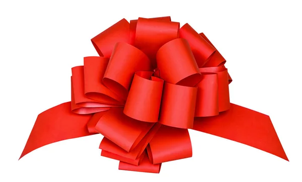 Isolated Ribbon Big Red Ribbon Bow Tails Isolated White Background — Stock Photo, Image