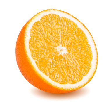 Taze portakal dilimi beyaz arka planda izole edilmiş kırpma yolu ile