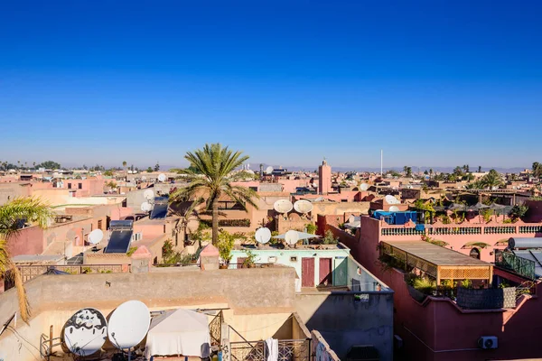 Luftaufnahme Der Altstadt Von Marrakesch Dächer Von Gebäuden Marrakesch Marokko — Stockfoto
