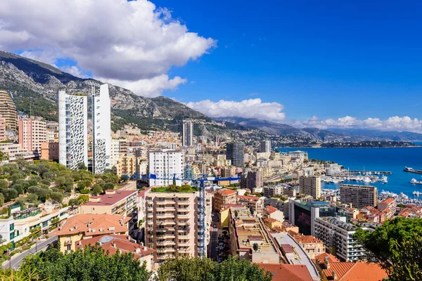 Monacké Knížectví Monako Března 2018 Cityscape Přístav Monte Carlo Letecký — Stock fotografie