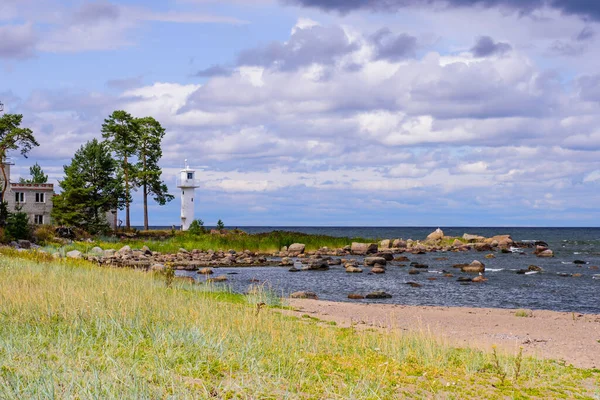 Der Leuchtturm Malerischen Ufer Der Ostsee Dorf Vergi Estland — Stockfoto