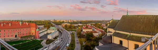 Warszawa Polen Oktober 2019 Stadsbilden Warszawa Natten Bred Panoramautsikt Över — Stockfoto