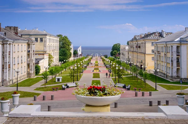 Turismo Estonia Paisaje Urbano Sillamae Mere Boulevard Popular Paseo Marítimo —  Fotos de Stock