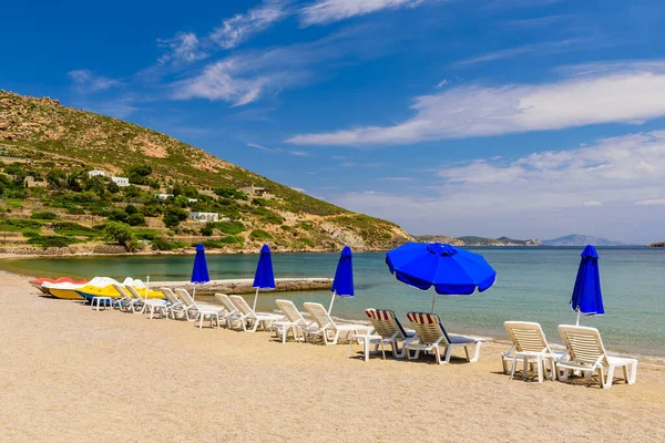 Playa Agriolivado Una Hermosa Playa Arena Isla Patmos Dodecaneso Grecia — Foto de Stock