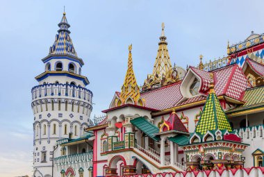 Moskova, Rusya - 4 Ocak 2018: Izmailovo Kremlin, Moskova 'da popüler bir turistik bölge