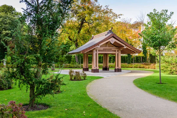 Turismo Polonia Oliwa Park Una Pintoresca Ciudad Estilo Japonés Parque — Foto de Stock