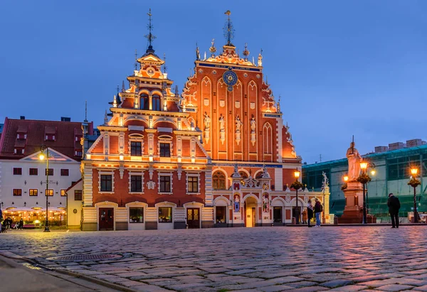 Riga Lettország 2019 Október Lettország Városnézés Városháza Tér House Blackheads — Stock Fotó