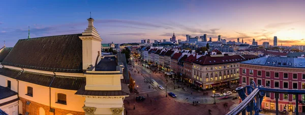 Warsaw Poland October 2019 Cityscape Warsaw Night Wide Panoramic View — Stock Photo, Image