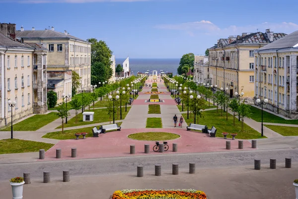 Besichtigung Estlands Stadtbild Von Sillamae Mere Boulevard Eine Beliebte Flaniermeile — Stockfoto