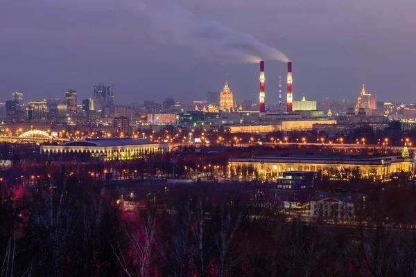 Moskau Russland Januar 2018 Moskauer Stadtbild Bei Nacht Schöner Rundblick — Stockfoto