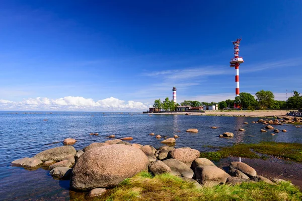 Farol Shepelevsky Pitoresca Costa Golfo Finlândia Bela Vista Verão Costa — Fotografia de Stock