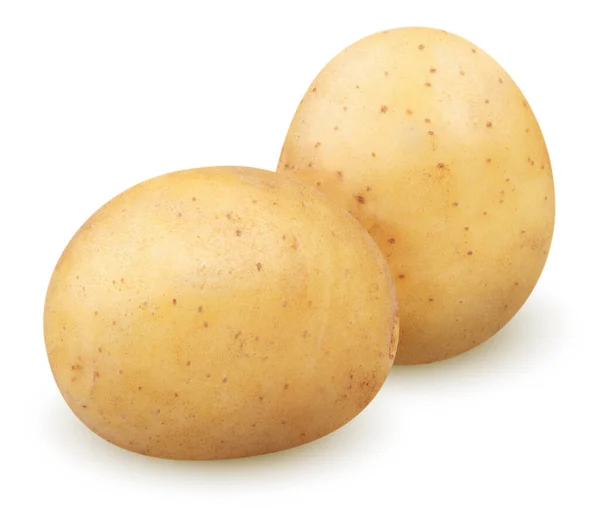 Batatas Isoladas Duas Batatas Inteiras Isoladas Fundo Branco Com Caminho — Fotografia de Stock