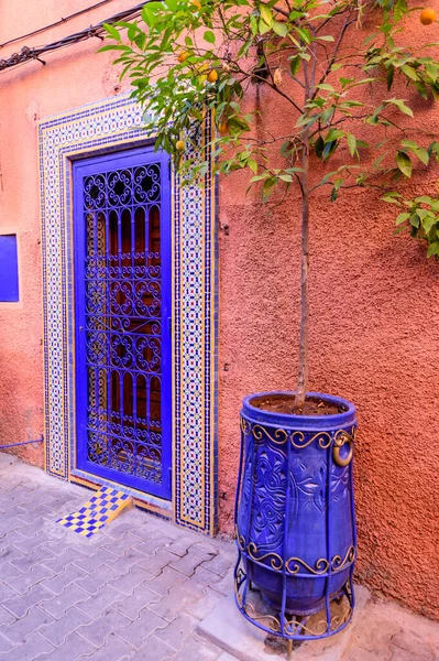 Visita Del Marocco Strada Tradizionale Marrakech Medina Centro Storico — Foto Stock