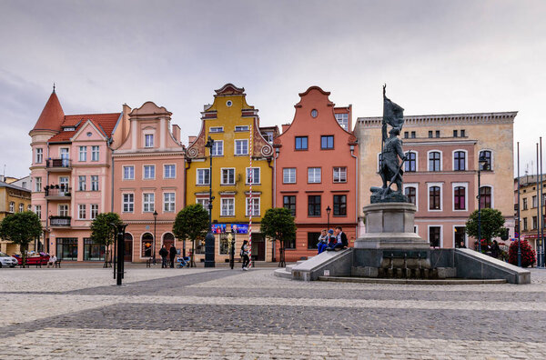 Grudziadz, Poland - October 9, 2019: cityscape of Grudziadz. The historic centre of Grudziadz town, the main square