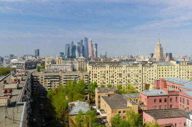 Moskova, Rusya - 2 Mayıs 2018: Moskova şehri. Moskova sehri gökdelenleri
