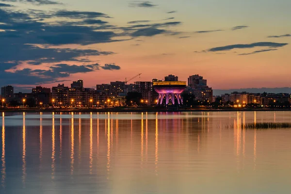 Kazanka Nehri Kazan Tataristan Rusya Nın Güzel Gece Manzarası — Stok fotoğraf