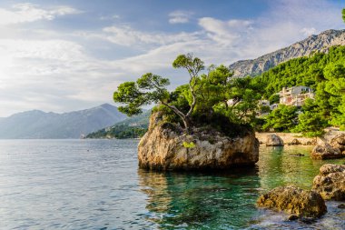 Brela Taşı (Kamen Brela) - Hırvatistan 'ın Dalmaçya kentindeki Makarska Rivierası' nın popüler bir doğal cazibesi olan Brela 'nın sembolü