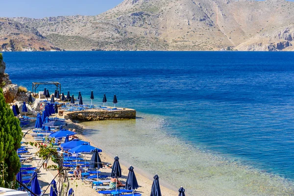 Symi Dodecaneso Grécia Maio 2016 Pitoresca Costa Ilha Symi Praia — Fotografia de Stock