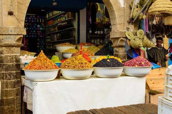 Essaouira Marokko December 2018 Kleurrijke Oosterse Markt Marokko Zakken Specerijen — Stockfoto