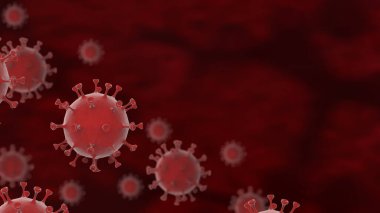 Coronavirus kan hücreleri mikroskop altında 3D virüs 2019-nCoV soyut arkaplan salgını salgın korumasını durdurur COVID-19