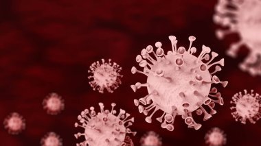 Coronavirus kan hücreleri mikroskop altında 3D virüs 2019-nCoV soyut arkaplan salgını salgın korumasını durdurur COVID-19