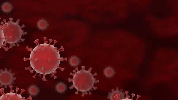 顕微鏡下でのコロナウイルスの血液細胞3Dウイルス2019 Ncovアブストラクト背景流行性パンデミック対策停止Covid — ストック写真