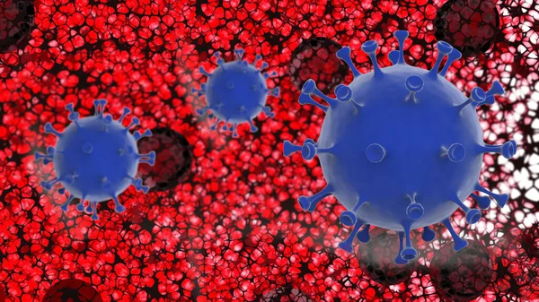 Coronavirus Bloedcellen Onder Een Microscoop Virus 2019 Ncov Abstracte Achtergrond — Stockfoto