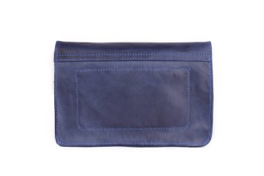 Beyaz arka planda deri çanta.