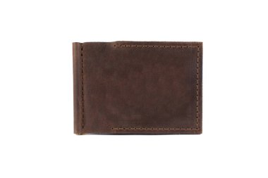 Beyaz arka planda deri cüzdan