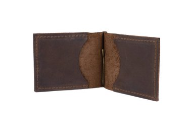 Beyaz arka planda deri cüzdan