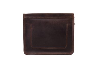 Beyaz arka planda deri çanta.