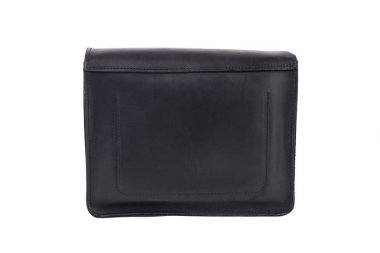 Beyaz arka planda deri çanta.