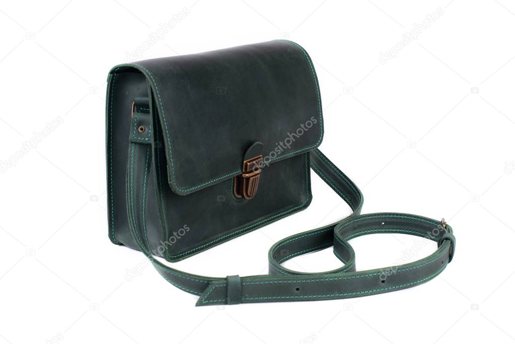 Leather bag on a white background