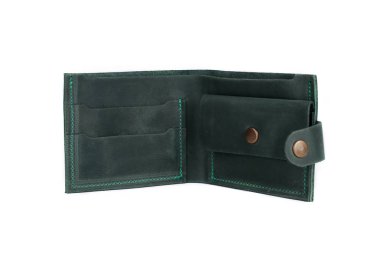 İzole beyaz bir arka plan üzerinde deri cüzdan