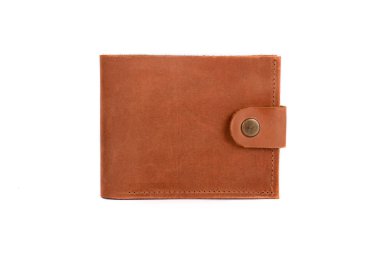 İzole beyaz bir arka plan üzerinde deri cüzdan