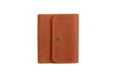 İzole beyaz bir arka plan üzerinde deri cüzdan