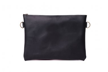 İzole beyaz bir arka plan üzerinde deri çanta