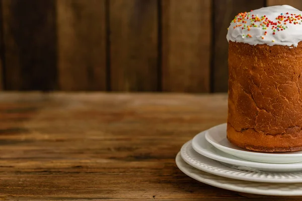 Pastel Pascua Una Mesa Madera Marrón Puede Utilizar Como Fondo — Foto de Stock