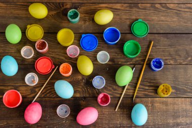 Yumurta Paskalya tatili tarafından boyama. Arka plan olarak kullanılabilir