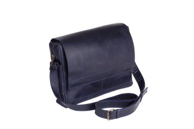 Beyaz arka planda izole edilmiş doğal deri çanta. Başarılı kişiler için suç ortağı