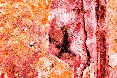 Doku, duvar, beton, arka plan olarak kullanılabilir. Çizik ve çatlaklarla dolu bir duvar parçası.