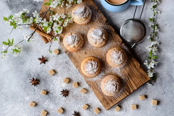 Pastelitos Recién Horneados Harina Arroz Con Plátano Vainilla Con Una — Foto de Stock