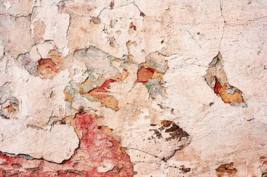 Doku, duvar, beton, arka plan olarak kullanılabilir. Çizik ve çatlaklarla dolu bir duvar parçası.