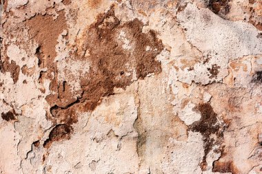 Doku, duvar, beton, arka plan olarak kullanılabilir. Çizik ve çatlaklarla dolu bir duvar parçası.