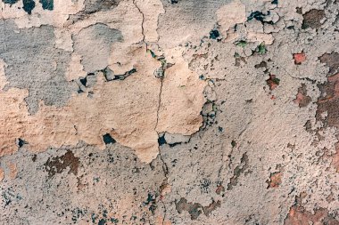 Doku, duvar, beton, arka plan olarak kullanılabilir. Çizik ve çatlaklarla dolu bir duvar parçası.