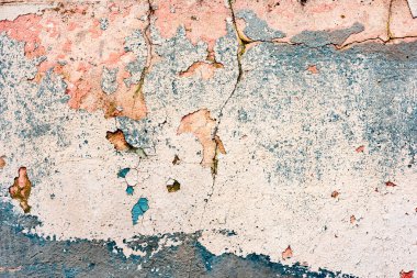 Doku, duvar, beton, arka plan olarak kullanılabilir. Çizik ve çatlaklarla dolu bir duvar parçası.