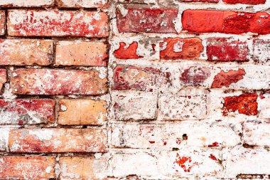 Doku, tuğla, duvar, arka plan olarak kullanılabilir. Çizik ve çatlaklarla tuğla dokusu